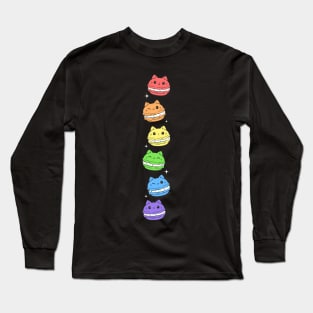 Gay Pride Flag Rainbow Cat Lgbt Cute Macaron Long Sleeve T-Shirt